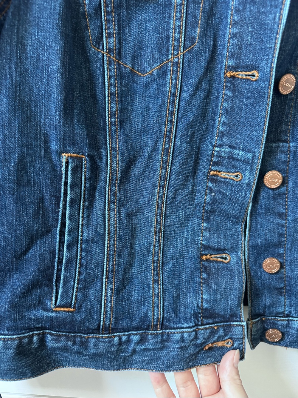 Loft Women's Dark Blue Denim Jacket Petite Large - Picture 6 of 10